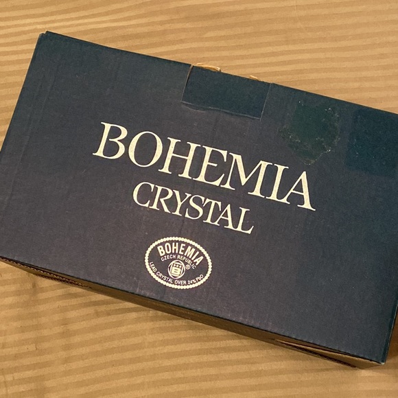 Bohemia crystal three (3) piece Czech Republic crystal cream sugar platter set - Picture 5 of 12